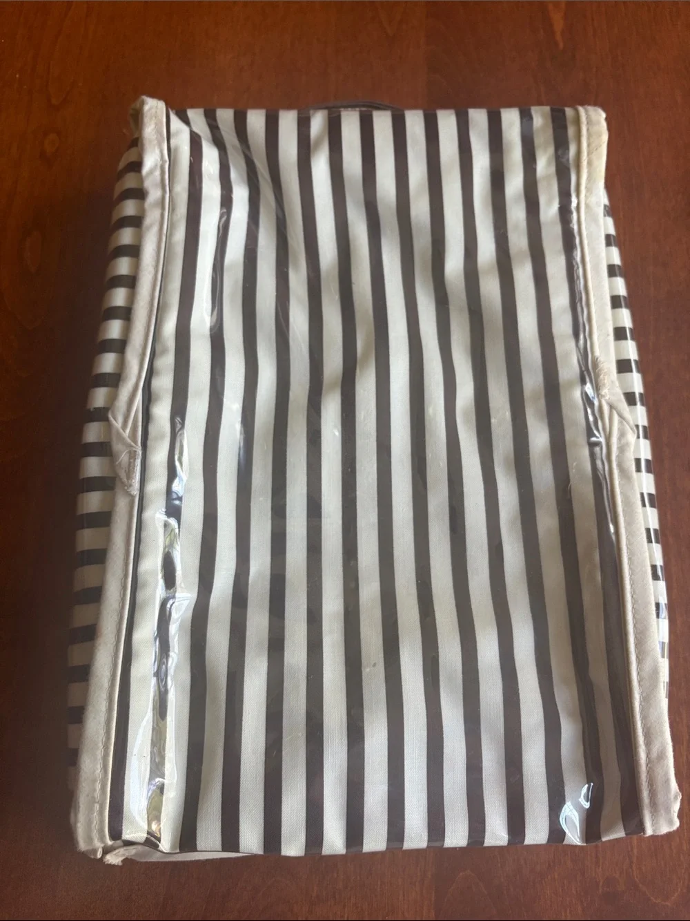 Vintage Henri Bendel Iconic Brown Striped Cosmetic Bag